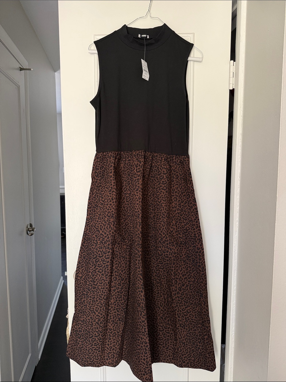 NWT! J. Crew Black Sleeveless Top with Brown Leopard Maxi Skirt